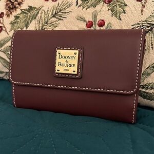 Dooney & Bourke Maroon Wallet with Gold Logo